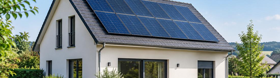 Maison individuelle équipée de panneaux solaires